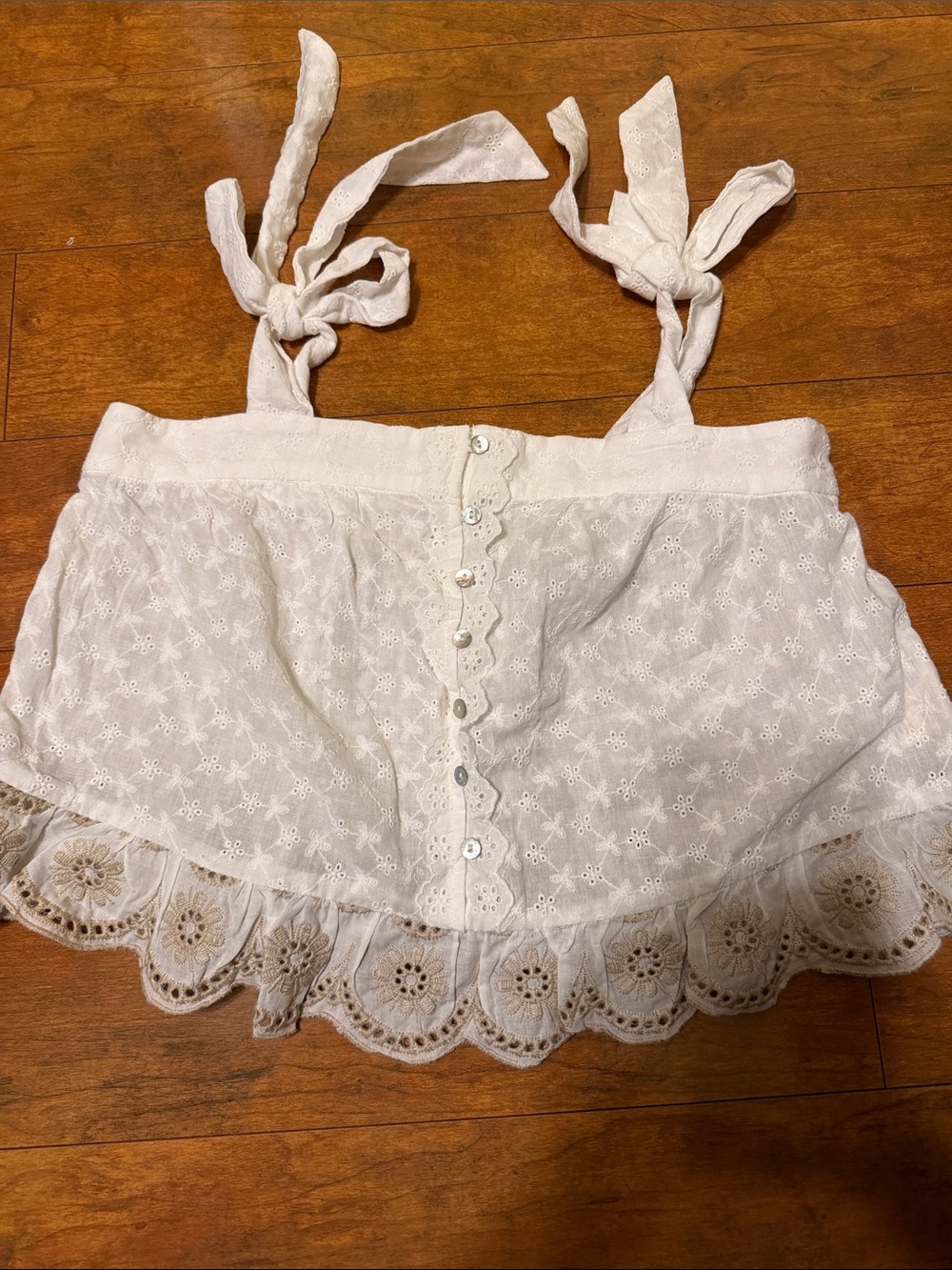 ILLA ILLA White Eyelet Tie-Strap Crop Top